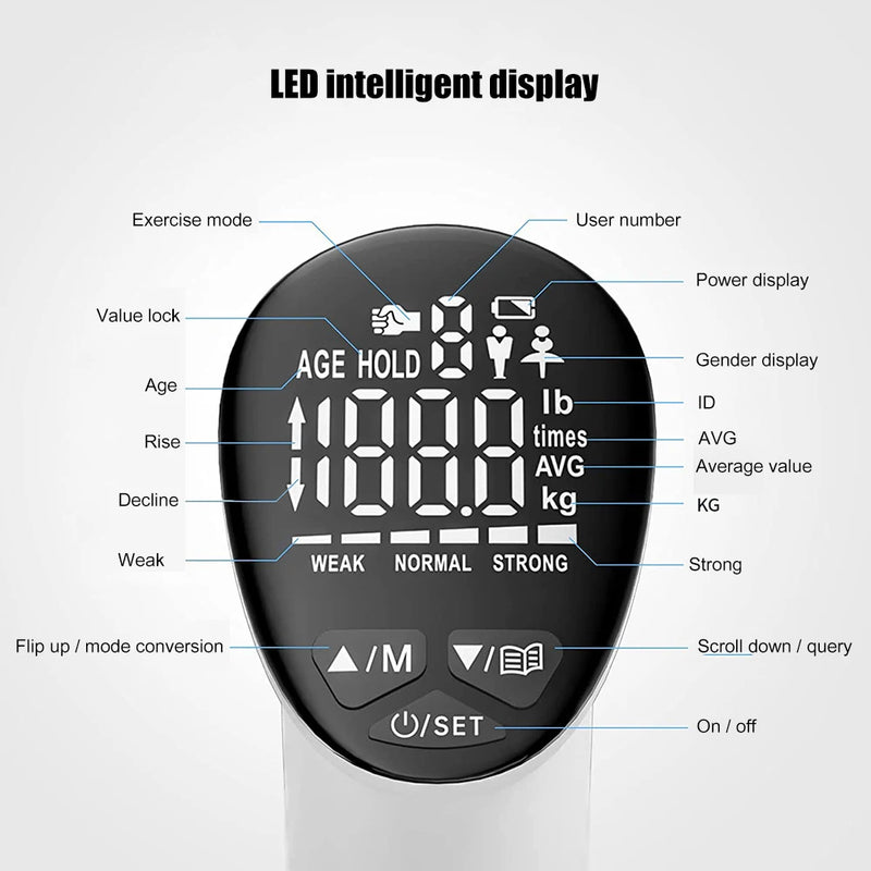 LED Digital Hand Grip – Medidor Eletrônico de Força com Tela Digital